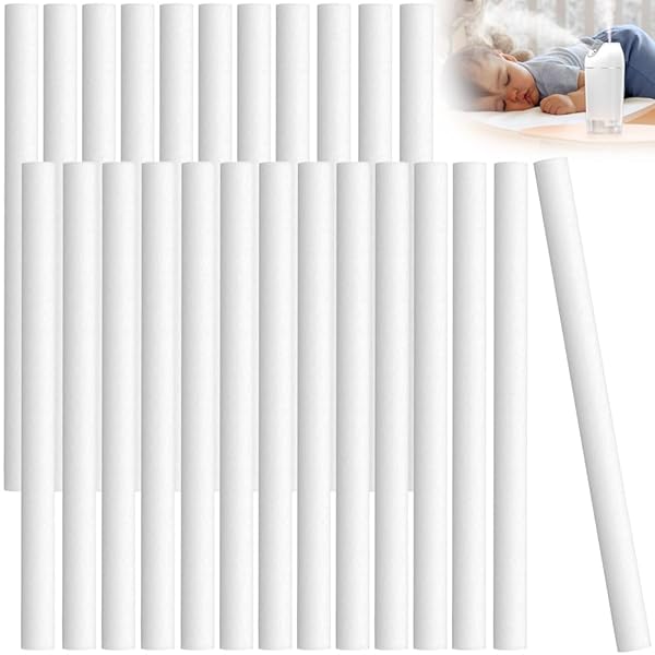 【送料無料】綿棒 加湿器専用 25本セット 給水芯 給水芯棒 交換フィルター フィルター 棒 替え芯 フィルター芯 自由裁断 直径8MM 長さ20CM 吸水性 弾力性 均一気孔分布 小型 卓上加湿器用（ホワイト）
