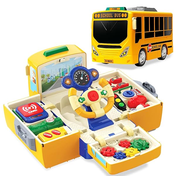 【送料無料】多機能 車 おもちゃ 子供 ハンドルおもちゃ 知育玩具 音楽バス 音と光 男の子 玩具 ドライブハンドル 玩具 2 3 4 5 6 7歳誕生日プレゼント男の子 女の子 日本語説明書付き