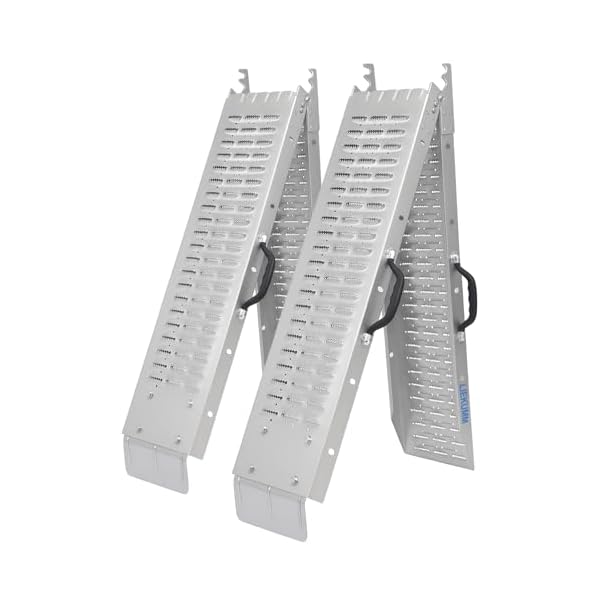 【送料無料】ラダーレール 長さ168cm 折畳み バイクスロープ 耐荷重400kg バイクラダーレール 手袋付き 貨物運搬、バイク積載用スロープ トラックローディング スチール製 二本セット