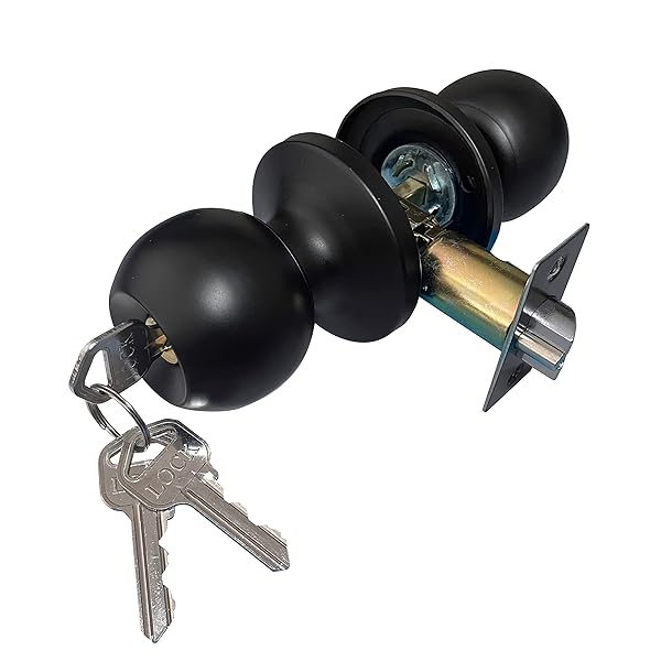 【送料無料】堅塁金物ドアノブ・ツマミ 鍵付き 円筒錠 トイレ室内 寝室 玄関 部屋 屋外 浴室に適用 ...