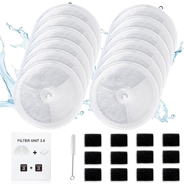 【送料無料】フィルター PETKIT互換性あり 給水器交換用 猫水フィルター3.0（12コセット）ペットキット軟水化 イオン安全 多重濾過自動ウォーターディスペンサーフィルタ ポンプ用フィルター (12枚)