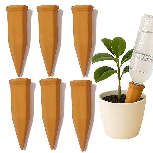 【送料無料】自動水やり 自動給水器 植物 水やり 自動 留守 自動水やり器 長期不在も安心 陶器 ペットボトル対応 挿すだけ 鉢植え 7-15号鉢用 取扱説明書付 6本入