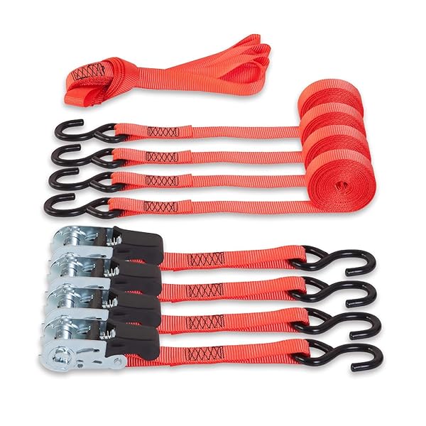 【送料無料】ラッシングベルト 4.5m 幅2.5cm 4本セット 荷締めベルト タイダウンベルト ラ ...