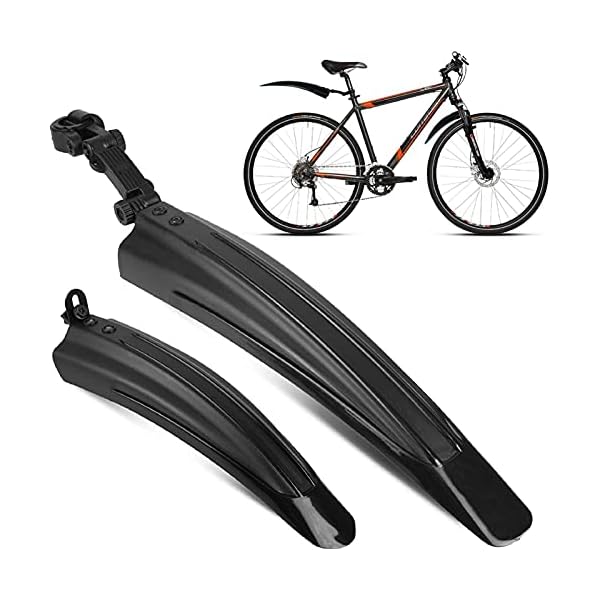 【送料無料】自転車用泥よけ フェンダー 角度調整可能 フェンダーセットサイクル マッドガード耐久 軽量フロントとリアフェンダー前後セット汎用泥除け 自転車アクセサリー ロードバイククロスバイク用 子供用どろよけ (ブラック)
