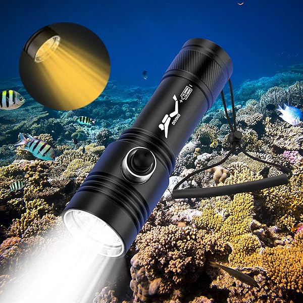 【送料無料】『最新型・2色光源』ダイビングライト 水中ライト 2600ルーメン 水中70M ダブル光 ...