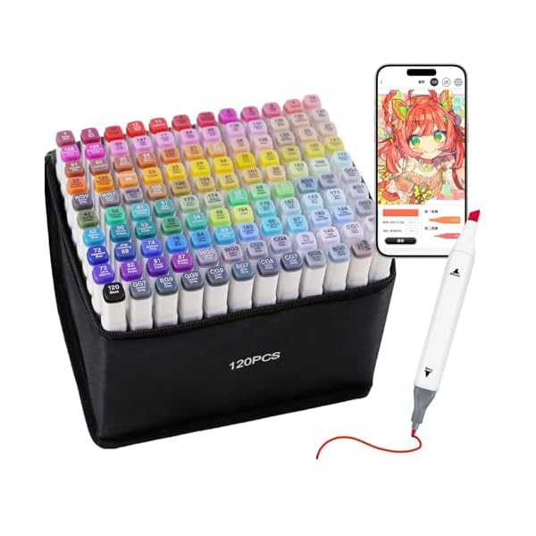 【送料無料】マーカーペンセット 120色 アートマーカー イラストマーカー 太細両端 バッグ付き 画材セット マーカーペン 色褪せしにく 手帳 塗り絵 デザイン...