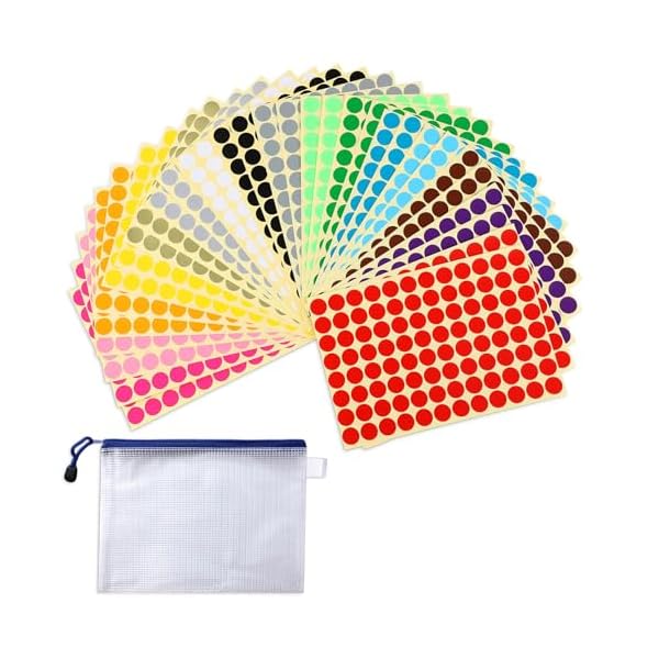 【送料無料】カラーラベル 丸型 3072片入り 丸シール 15mm 32シート 16色 ステッカー ファイル袋付き 事務用品 オフィス用