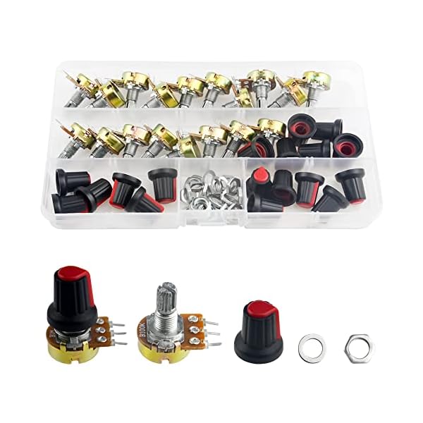 【送料無料】ポテンショメータ B1K B2K B5K B10K B20K B50K B100K B500K B1M 18個セット 音量 制御 3端..
