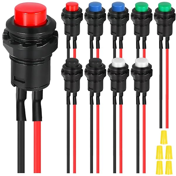 【送料無料】10個セルフロック式押しボタンスイッチ12ミリメートルAC 250V/1.5A 125V/3A 2ピンSPST赤/..