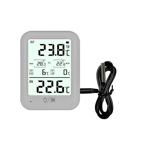 【送料無料】デジタル冷蔵庫冷凍庫温度計 屋内/屋外 多目的冷蔵庫温度モニター バックライト付き 高温/..