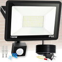 【送料無料】人感センサーライト LEDセンサー投光器 人感ライト 屋外 100W 昼白色 コンセント式 1.5Mコード 屋内/屋外 防水IP66 120°照明 10000LM 高輝度 自動点灯/消灯 2つ照明モード 防犯灯 省エネ 庭 駐車場 玄関