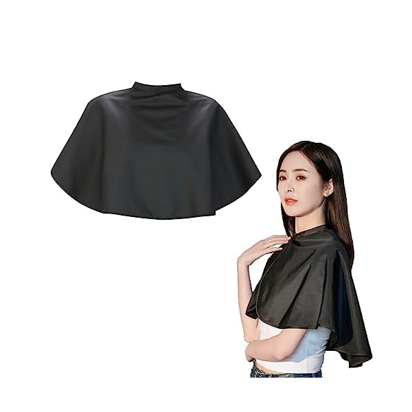 【送料無料】散髪マント シャンプーケープ 髪染め ケープ 美容院 理容室 家庭用 防水 子供 大人 兼用 着脱簡単 調節可能 折り畳み 散髪道具 ブラック