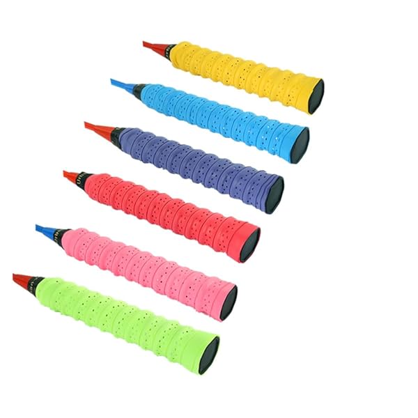 【送料無料】6本 テニスバドミントングリップテープ ウェット 滑り止め 多孔型 超吸収タイプグリップ ..