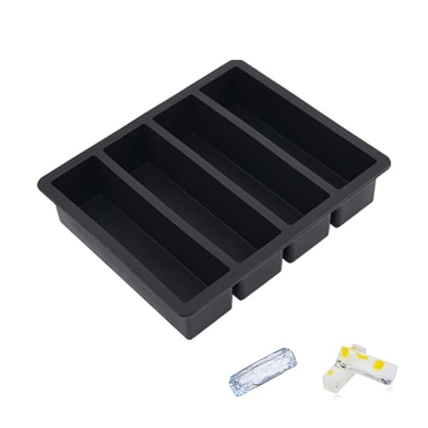 【送料無料】製氷皿 長方形 氷 製氷皿 大きい氷長方形 シリコーン 長い氷型 製氷皿 ハイボール 氷 氷作る容器 (ブラック)