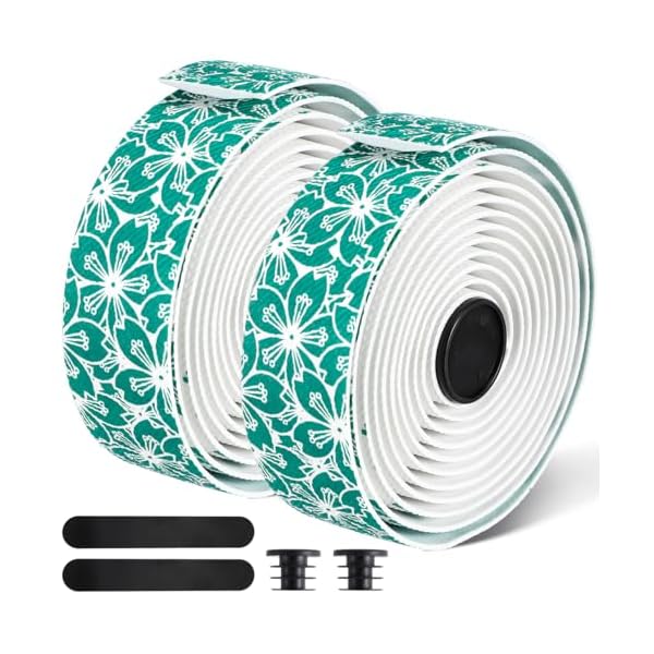 【送料無料】サイクリング バーテープ ドロップハンドルバーテープ 左右セット おしゃれ 桜柄 滑り止め エンドプラグ付き ロードバイク用 ホワイト/ブルー