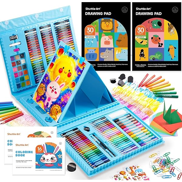 【送料無料】お絵描きセット 335点 アートセット 画材セット 色鉛筆 クレヨン 固形水彩 折り紙 塗り絵 スケッチブック イラスト 水彩画 鉛筆画 パレット・...