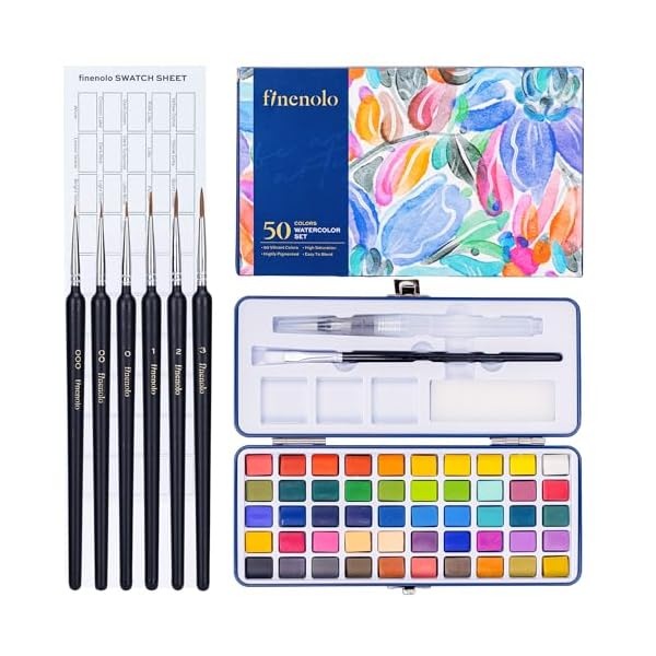 【送料無料】固形水彩 50色 絵の具セット 透明水彩絵の具 初心者〜専門家向け スケッチ 塗り絵 絵画用 携帯便利 学生 女の子 プレゼントに最適 水毛筆&細筆...