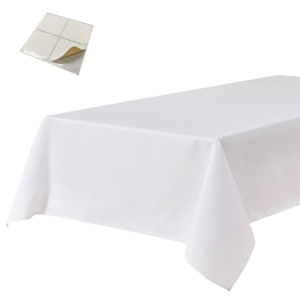 【送料無料】テーブルクロス 滑り止め付き 防水 汚れ防止 オックスフォード生地 長方形テーブルクロス 白 洗濯可 テーブルカバー 140*180cm ホワイト