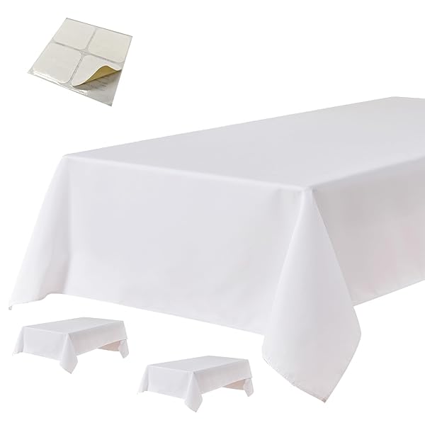 【送料無料】テーブルクロス 2枚セット 滑り止め付き 防水 汚れ防止 オックスフォード生地 長方形テーブルクロス 洗濯可 テーブルカバー 140*180cm ホワイト