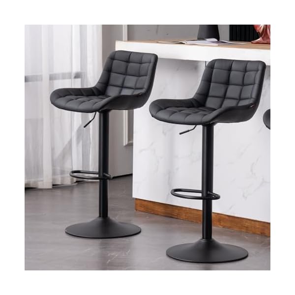 【送料無料】カウンターチェア 2脚セット 昇降式 バーチェア PUレザー 背もたれ付きカウンター椅子 高さ調節可能 360度回転 ハイスツール朝食 喫茶店 キッ...