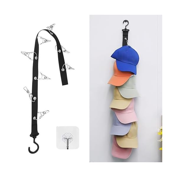 【送料無料】帽子掛け ハンガー 360°回転フック帽子収納 クリップ8個 スタンド 吊り下げ スペース節約 ..