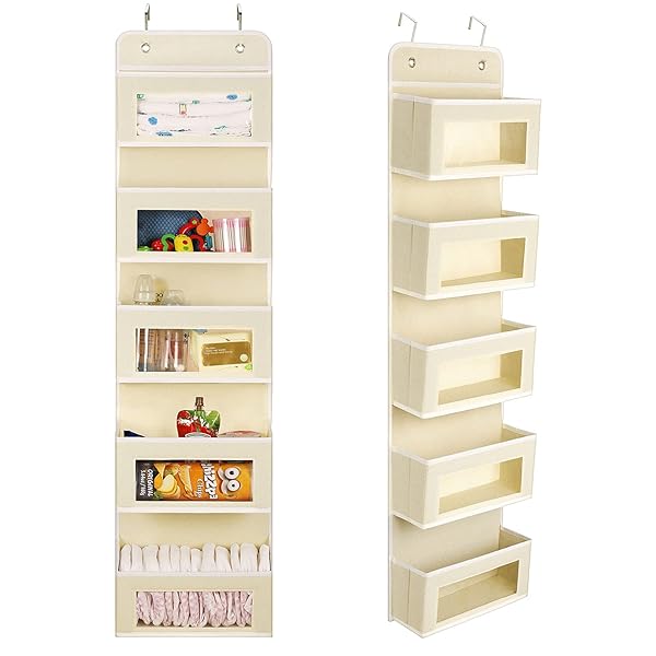 【送料無料】ウォールポケット ドア掛け 壁掛け 収納ポケット 5段 透明窓付き 頑丈 大容量 不織布 おむ..