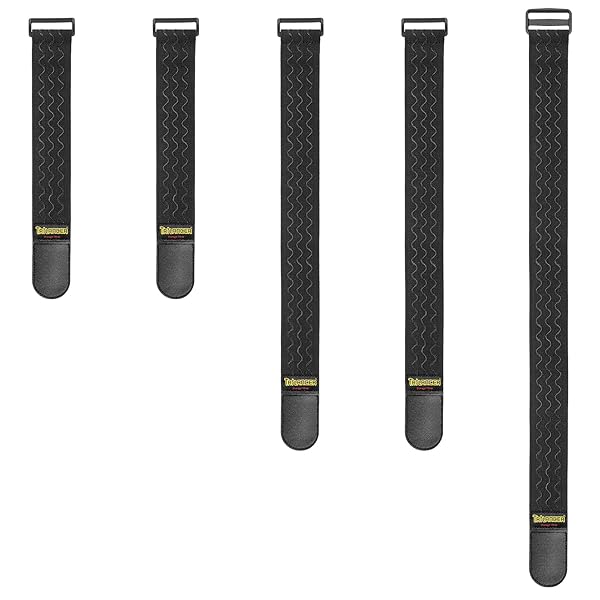 【送料無料】伸縮ベルト結束バンド、マジック式、滑り止め付き、3サイズコンボ（5パック）の面ファスナ..