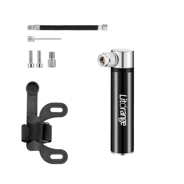 【送料無料】ロードバイク 自転車 空気入れ 120psi 携帯用ポンプ 仏式・米式・バルブ対応 小型 黒 携帯ワンタッチポンプ 収納便利 アルミ合金製 軽量 多用途 スポーツボール用 自転車用 固定ホルダー付き 携帯便利