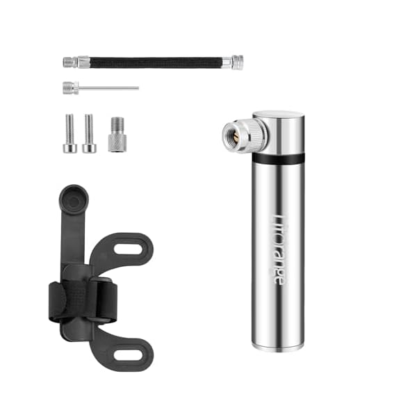 【送料無料】ロードバイク 自転車 空気入れ 120psi 携帯用ポンプ 仏式・米式・バルブ対応 小型 銀 携帯ワンタッチポンプ 収納便利 アルミ合金製 軽量 多用途 スポーツボール用 自転車用 固定ホルダー付き 携帯便利