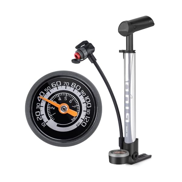 【送料無料】GIYO 自転車 空気入れ 携帯ポンプ 仏式 英式 米式 120psi ゲージ付き コンパクト 軽量 ミニフロアポンプ ロードバイク クロスバイク ママチャリ 各種 対応 シルバー (GM-642)