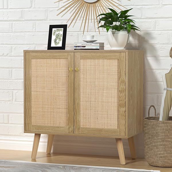 【送料無料】サイドボード キャビネット チェスト タンス 収納棚 ラック 扉付き 木製 ラタン 藤編み おしゃれ 食器棚 収納スペース 下駄箱 本棚 書類収納 衣類収納 洋服収納 自然木 チェスト キッチン ダイニングルーム 玄関 リビングルーム ベ