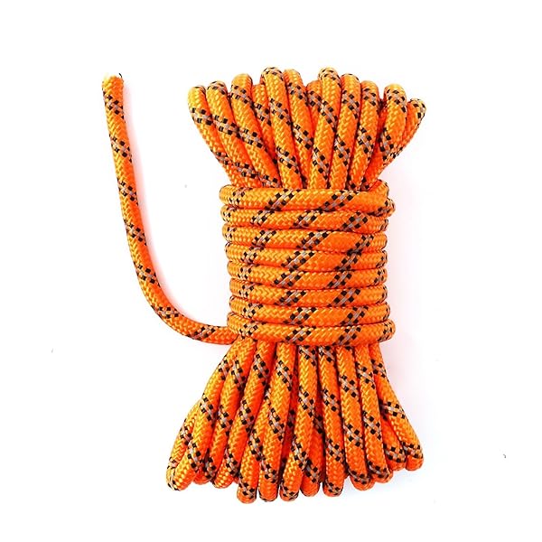 【送料無料】パラコード8mm ガイロープ10m 7芯 反射材入り ナイロンコード 耐荷重350KG き キャンプ タープ アウトドア アクセサリー用 オレンジ