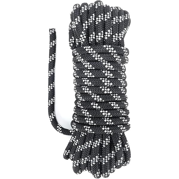 【送料無料】パラコード8mm ガイロープ10m 6芯 反射材入り ナイロンコード 耐荷重340KG き キャンプ タープ アウトドア アクセサリー用 ブラック