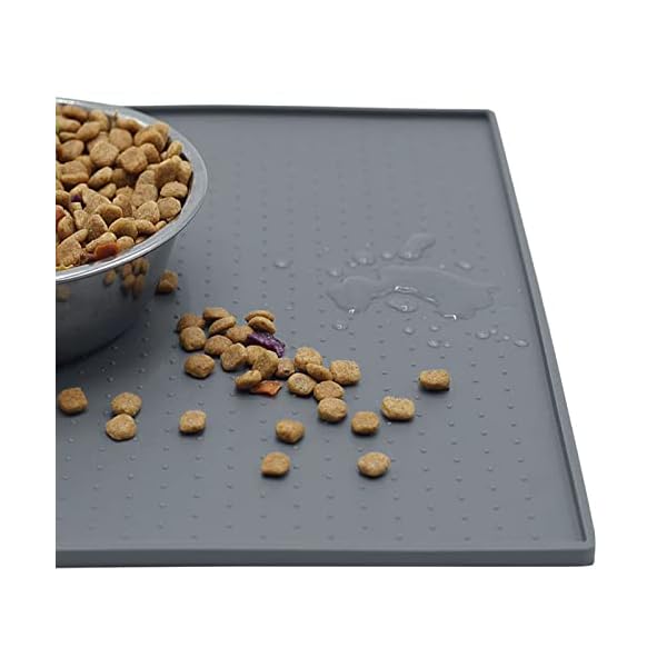 【送料無料】ペットマット 猫 犬 食事マット シリコン製 給餌マット 猫砂マット トイレトレーマット 滑り止め 溢れ止め 撥水 防水 防汚 丸洗い（60x 40cm，グレー）