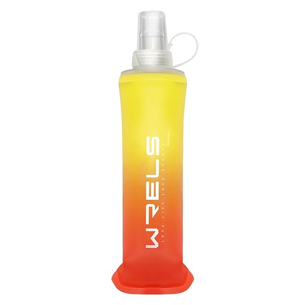 【送料無料】ソフトフラスク ハイドレーション フラスク トレラン ランニング 水筒 ボトル マラソン 登山 給水ボトル 250ml/500ml 折りたたみ水筒 水分補給 軽量 トレイル サイクル（黄色、250ml）