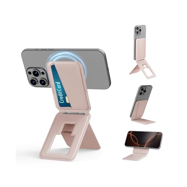 【送料無料】スマホスタンド 卓上 PUレザー素材 耐久 8-in-1多機能スタンド 薄型 軽量 多角度調整 カードケース付き 折り畳み マグネットリング Magsafe 対応 iPhone16/15/14/13/12シリーズ全機種対応 縦横滑り止め