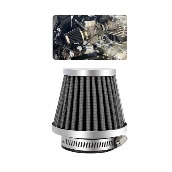【送料無料】エアクリーナー エアフィルター パワーフィルター バイク用 ステンレス メッシュ製 バンド付き クロームメッキ ストレート オーバルテーパータイプ シ 汎用 (口径35mm)