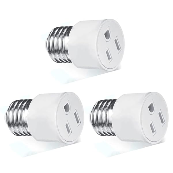 【送料無料】3個セット 照明e26電球ソケットアダプター 口金変換アダプター 電球ソケット 変換 2/3 極変換に適合 最大仕事率300w 140度耐熱 電球ソケットアダプター ガレージ、地下室、作業場、ユーティリティルームに最適 ポーチパティオガレ