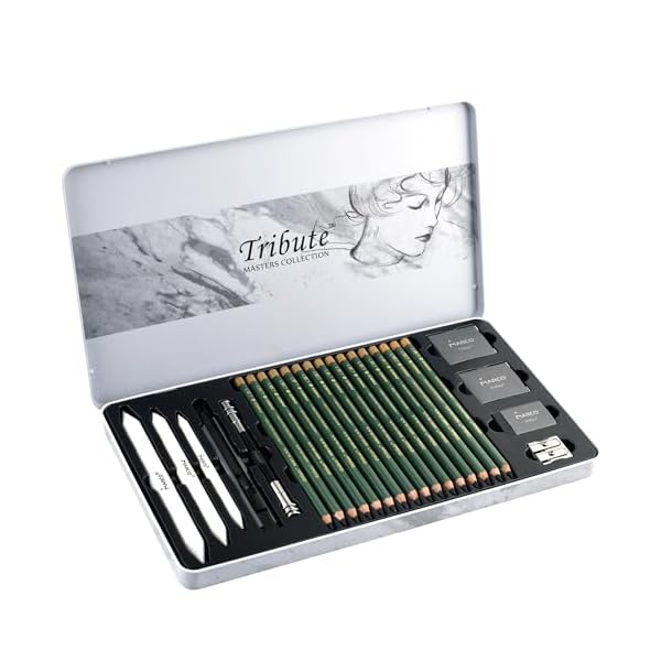 【送料無料】スケッチ鉛筆セット 25 点 3302 型｜プロ・美術学生・初心者向け 鉄箱収納｜16 本 4.0mm ..