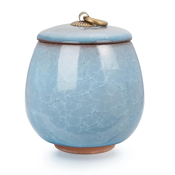 【送料無料】ミニ骨壷 遺骨入れ メモリアル骨壷 納骨容器 ネジ式 手元供養 セラミック製骨壷 人骨 ペット 犬 猫 分骨つぼ 大容量 防水 青色 9.4cm