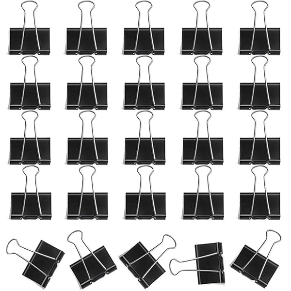 【送料無料】ダブルクリップ 大 32mm 25個入り ブラック ペーパークリップ 黒 金属製 書類整理 ペーパーワーク用 事務用品 オフィス 家庭用 文房具