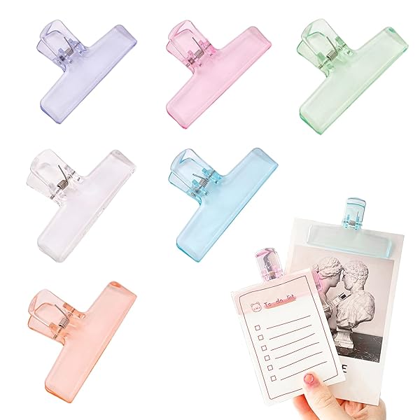 【送料無料】目玉クリップ【6個入】透明なクリップ ブッククリップ 固定クリップ 文書 装飾 便利 使いやすい 食品保存 学生用品 事務用品 文房具 学校用