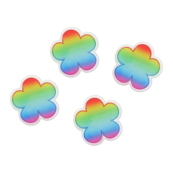 【送料無料】クリップ アクリルクリップ 固定バックル かわいい 紙モノ 文書整理 文房具 事務用品 表面保護フィルム 再利用可能 4個入 虹色 花