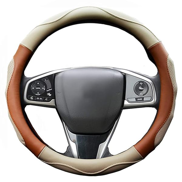 【送料無料】ハンドルカバー sサイズ 軽自動車用 ステアリングカバー 3Dグリップ滑り止め レザー 手触りよし フィット感よい 普通車 アクセサリー ベージュ LY06-MC