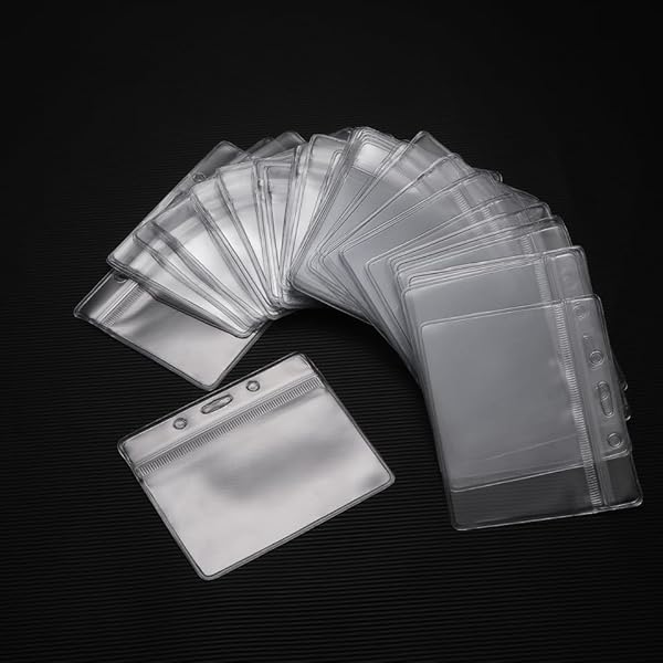【送料無料】名札ホルダー IDカードホルダー 社員証ケース 横型 両面 100枚入り 名札入れ ケース 透明 ..