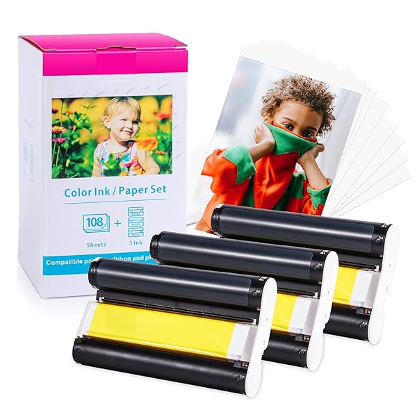 【送料無料】互換品 KP-108IN キヤノン SELPHY CP1300 108枚写真用紙(100x148mm)＆3個インクカセット ..
