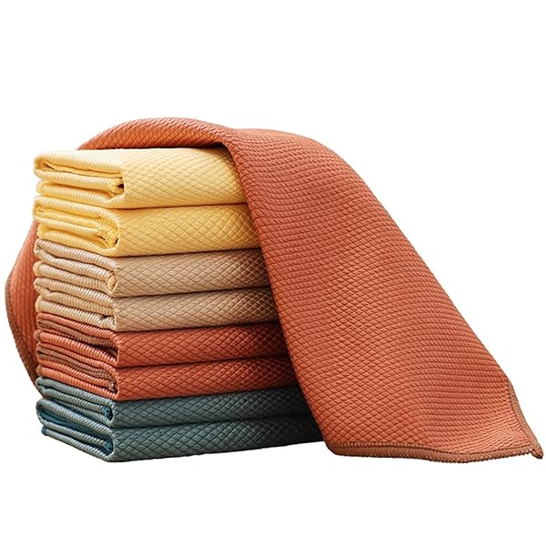 【送料無料】瞬間吸水 ふきん 食器 拭き台ふきマイクロファイバー 布巾 吸水速乾 拭き跡が残らないガラス専用ぞうきん 汚れ落としやすい窓鏡 キッチン用超極細繊維雑巾 30*40cm 8枚入り