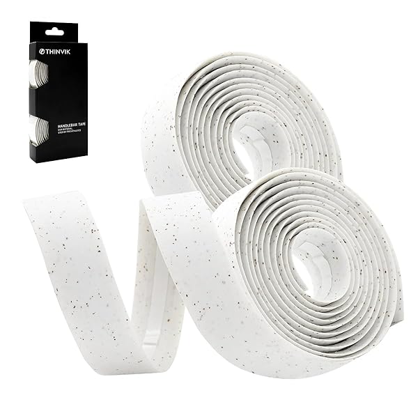 【送料無料】自転車 ハンドル バーテープ 滑り止め 吸汗性 快適なグリップ付きサイクリング用テープ EVAコルク製 (ホワイト、2巻セット)