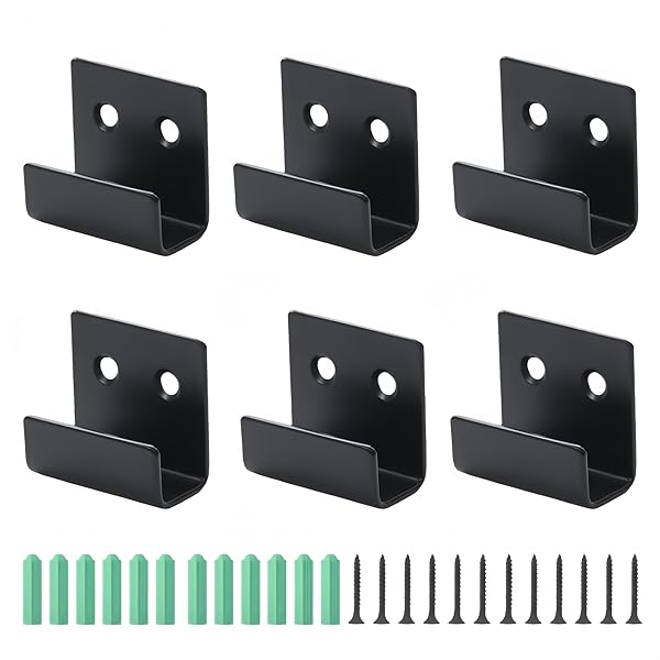 【送料無料】6個 壁掛け フック、金具U 字型ステンレス鋼サポート壁固定ク仕上げステンレススチール額縁セラミック固定ブラケットフックセラミックタイルディスプレイハンギングコードU字型フック（ブラック）