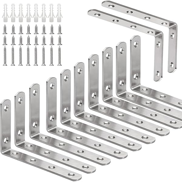 【送料無料】ドウシュウ(同舟) l字金具 ステンレス製 15個 棚受け l字ステー l型金具 補強金具 固定金具 地震対策 耐震 転倒防止 アングルブラケット 125*75*20mm コーナーブレース 接合金具 90個ネジ付け